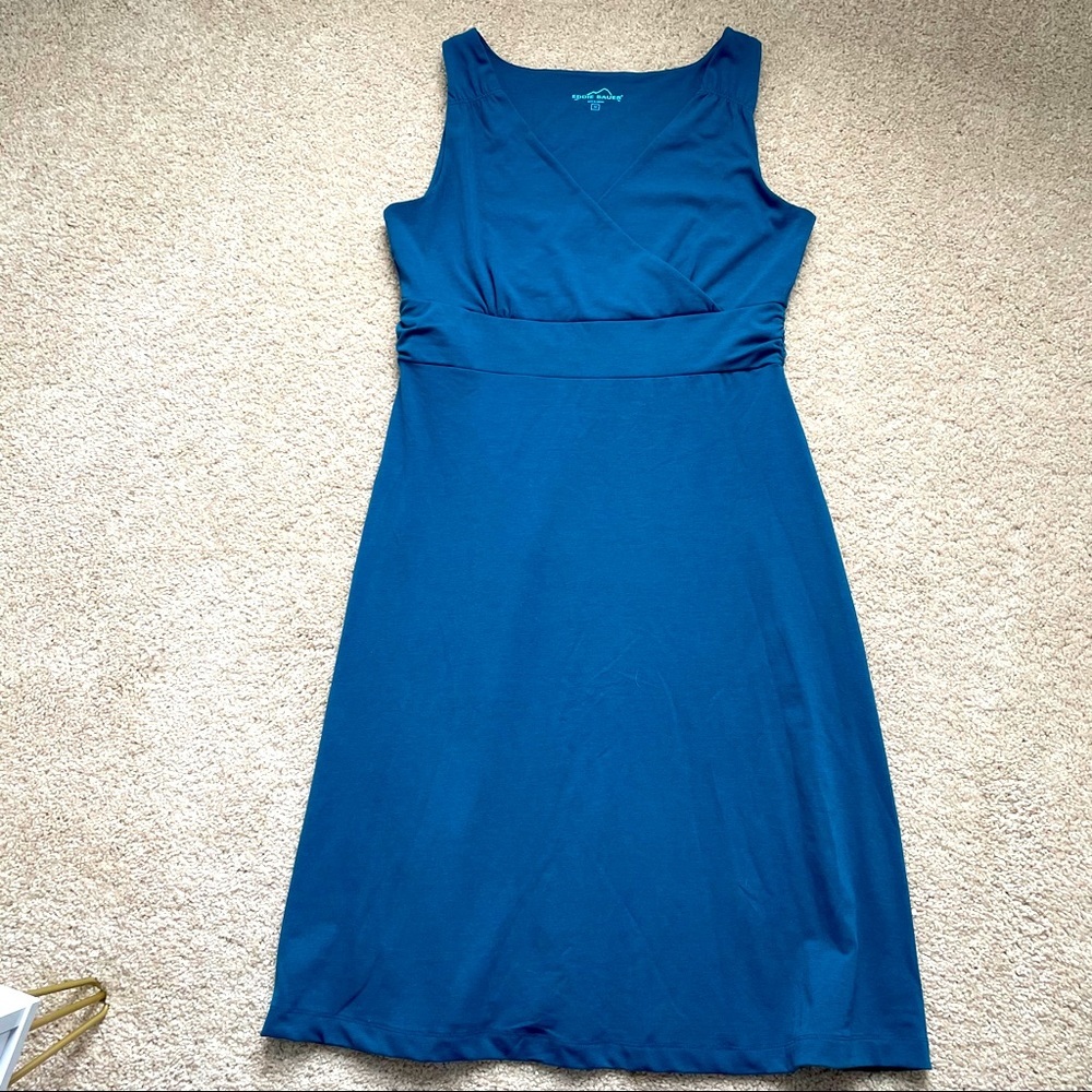 Sleeveless Teal Women's Dress with Waistband